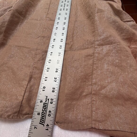 Tancredi & Morgen Women's Shift Midi Dress Side Slit Linen Brown Size Large XL - Picture 7 of 7